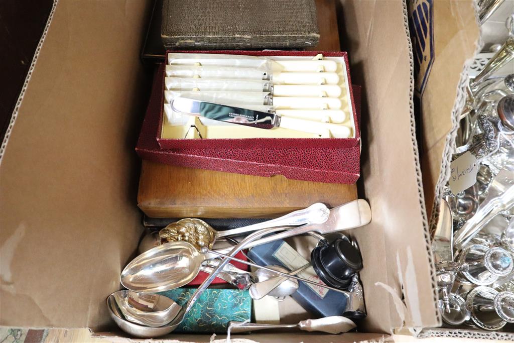 A quantity of plated flatware (some cased) and sundry other silver-plated items